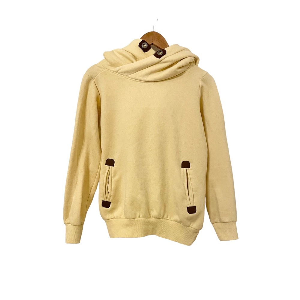 Buttery yellow NAKETANO style hoodie with pockets